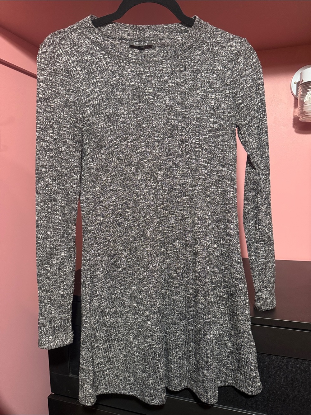 Topshop Gray Marled Crewneck Sweater Dress